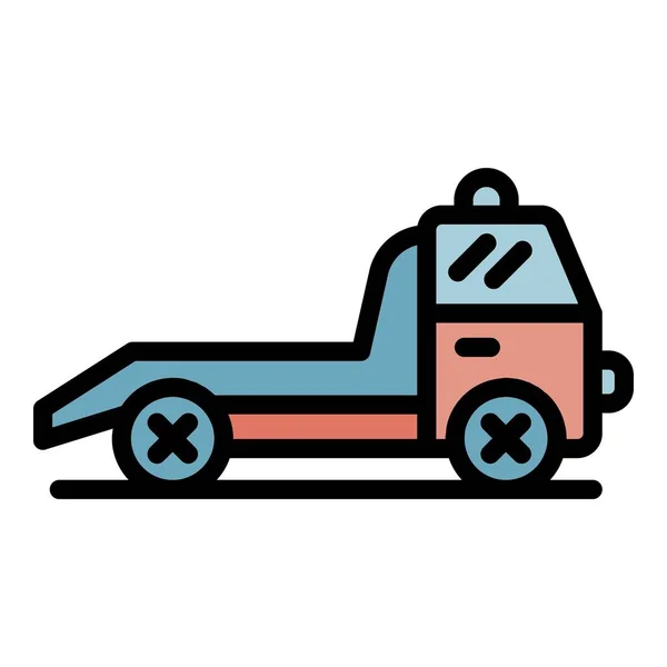 Serviço reboque caminhão ícone cor contorno vetor — Vetor de Stock