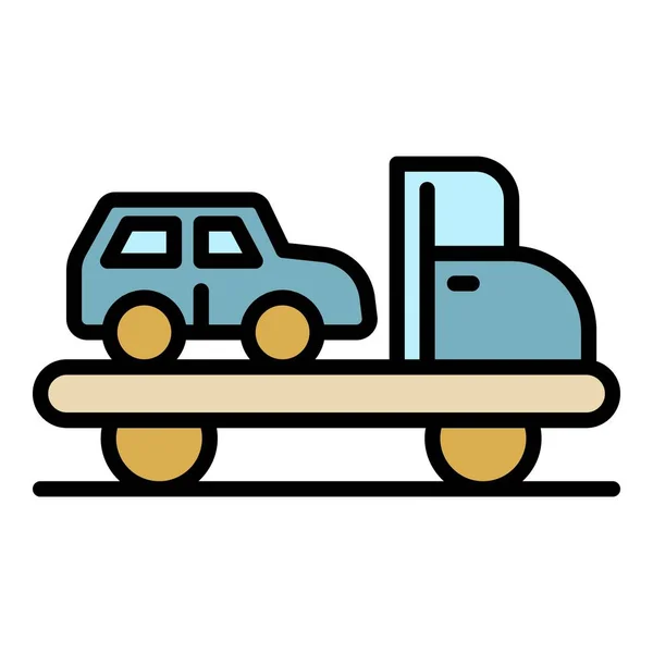 Car accident tow icon color outline vector — Stock Vector