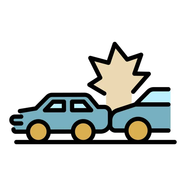 Back car accident icon color outline vector — Stock Vector