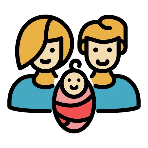 Foster família ícone do bebê cor esboço vetor —  Vetores de Stock
