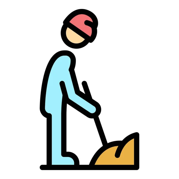 Construction worker icon color outline vector — Stock Vector