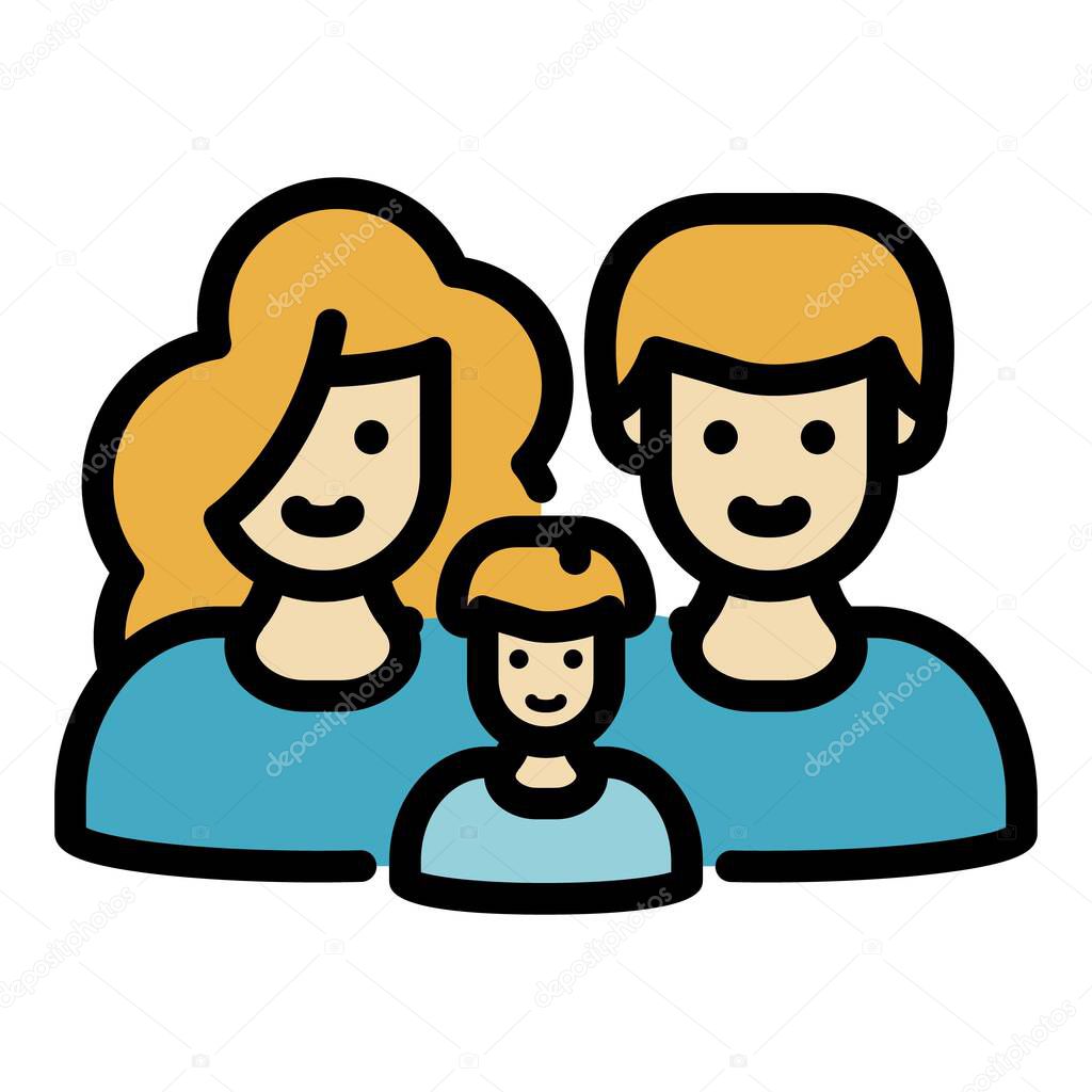 Happy foster family icon color outline vector