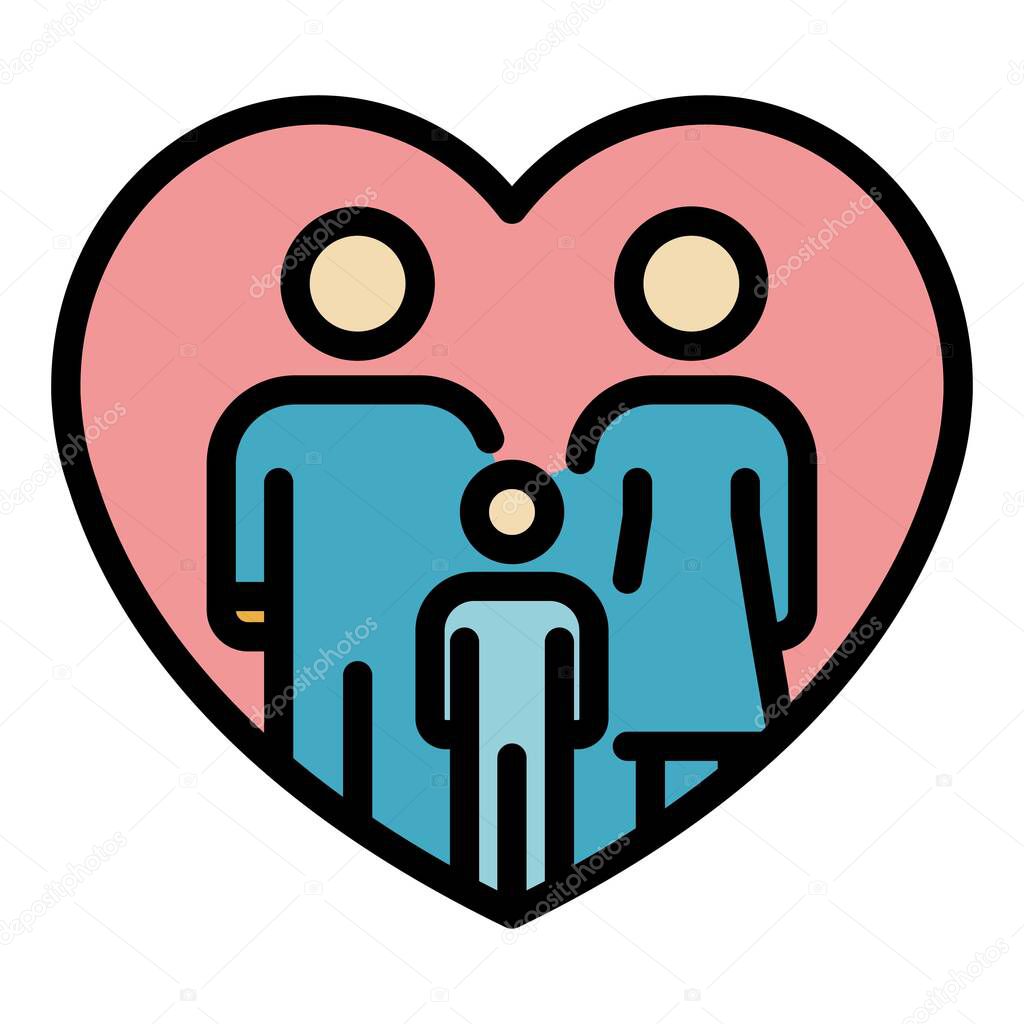 Foster family protection icon. Outline foster family protection vector icon color flat isolated