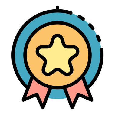 Yıldız amblemi renk ana hatları vektörü