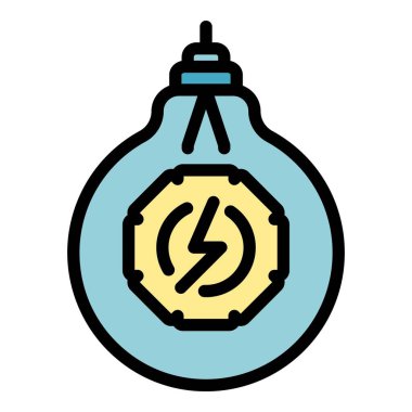 Ampul yenilik simgesi renk ana hatları vektörü