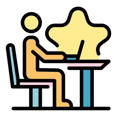 Bağımsız yenilik simgesi renk ana hatları vektörü