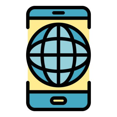 Genel akıllı telefon stratejisi simgesi renk ana hatları vektörü