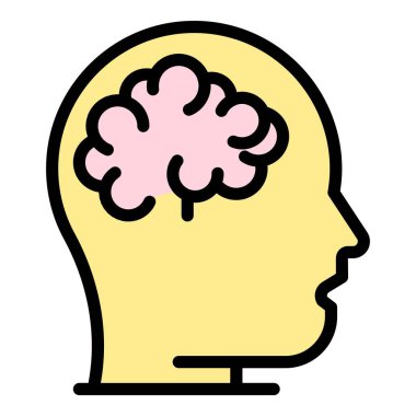 Beyin fırtınası yenilik simgesi renk ana hatları vektörü