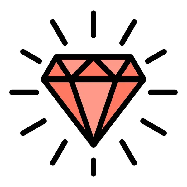 Brillante icono de diamante color contorno vector — Vector de stock