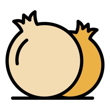 Taze nar simgesi renk ana hatları vektörü