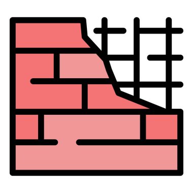 Tuğla duvar simgesi rengi dış hat vektörü