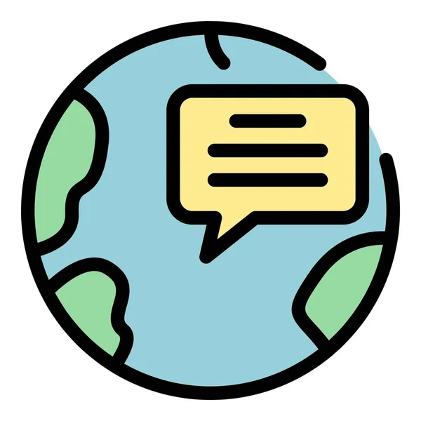 Globale Chat-Innovation Symbol Farbe Umrissvektor — Stockvektor