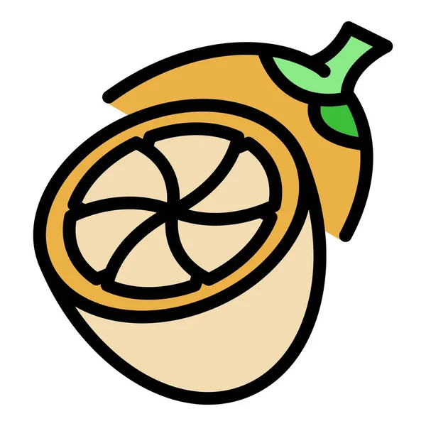Meio ícone de limão vetor de contorno de cor — Vetor de Stock