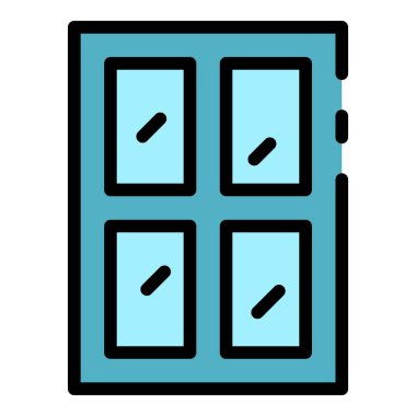 Oda pencere simgesi renk ana hatları vektörü