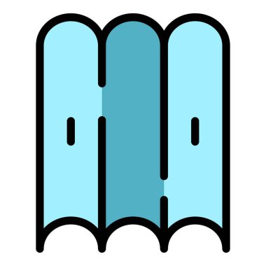 Eğri çatı simgesi renk ana hatları vektörü