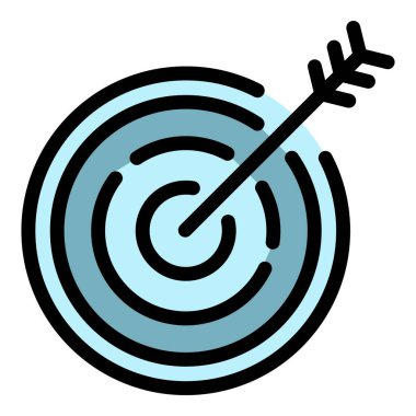 İş hedef simgesi renk ana hatları vektörü