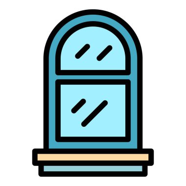 Çerçeve pencere simgesi renk dış hat vektörü