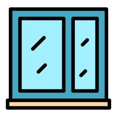 Temiz pencere simgesi renk ana hatları vektörü