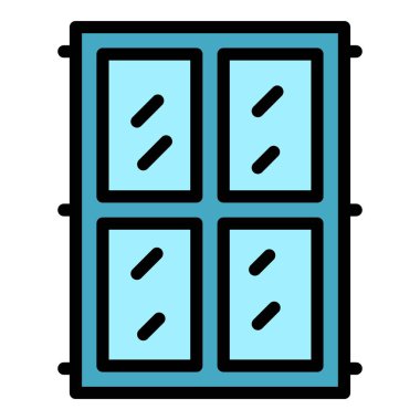 Pencere simgesi renk ana hatları vektörü