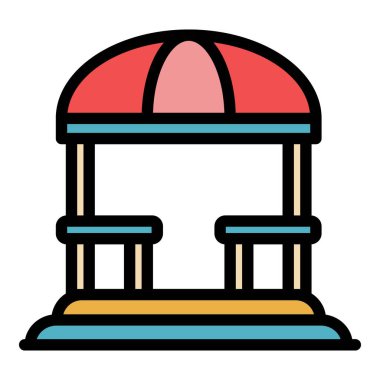 Gazebo simgesi renk ana hatları vektörü
