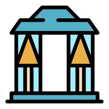 Pergola çardak simgesi renk ana hatları vektörü