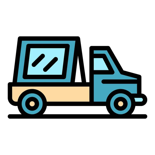 Installazione finestra camion icona colore contorno vettore — Vettoriale Stock