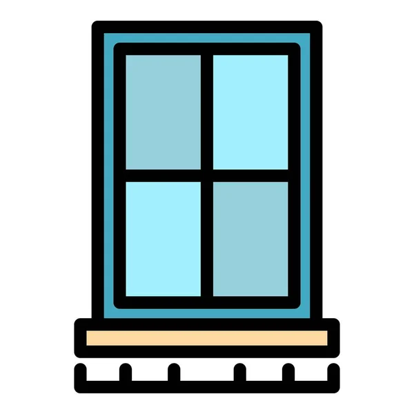 Appartement fenêtre icône couleur contour vecteur — Image vectorielle
