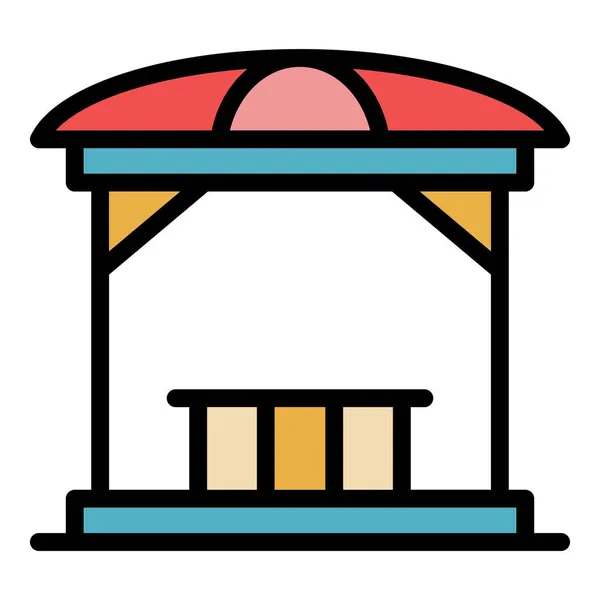 Gazebo icono estructura color contorno vector — Archivo Imágenes Vectoriales