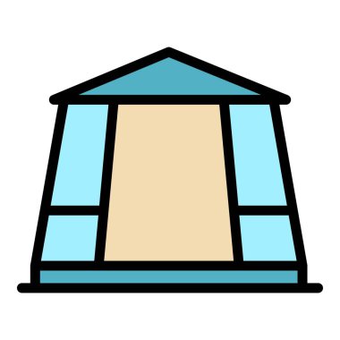 Düğün çardağı simgesi renk ana hatları vektörü