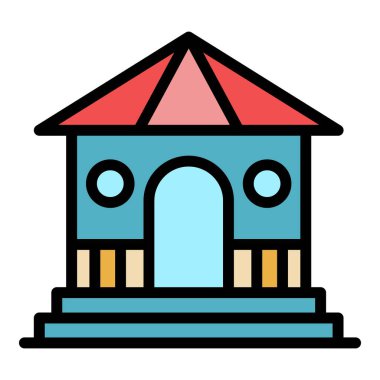 Park çardağı simgesi renk ana hatları vektörü