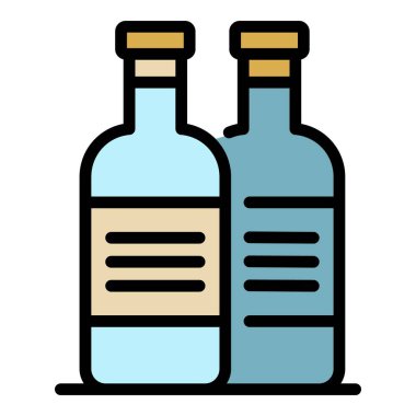 Düğün töreni şarap şişeleri ikon renk vektörü