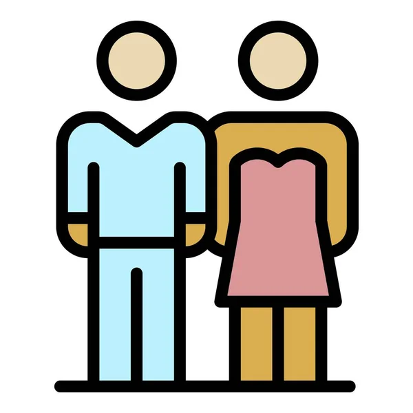 Cérémonie de mariage couple icône couleur contour vecteur — Image vectorielle