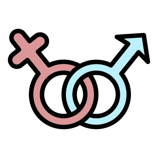 Paar Geschlechtsmerkmale Symbol Farbe Umrissvektor — Stockvektor