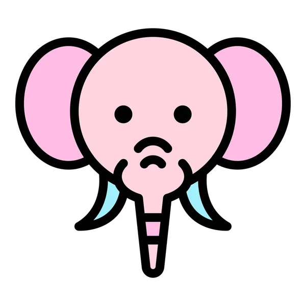 Elefantenkopf-Symbol Farbe Umrissvektor — Stockvektor