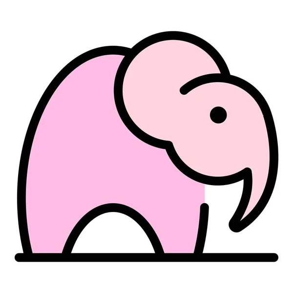 Elefantin ikonin väri ääriviivat vektori — vektorikuva