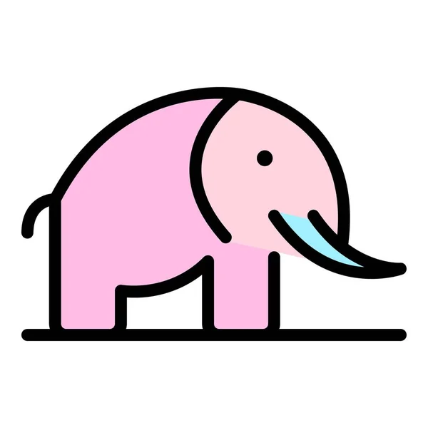 Elefante indio icono color contorno vector — Vector de stock