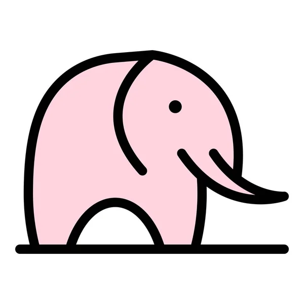 Animal Elephant Symbol Farbe Umrissvektor — Stockvektor