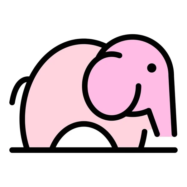 Baby Elefant Symbol Farbe Umrissvektor — Stockvektor