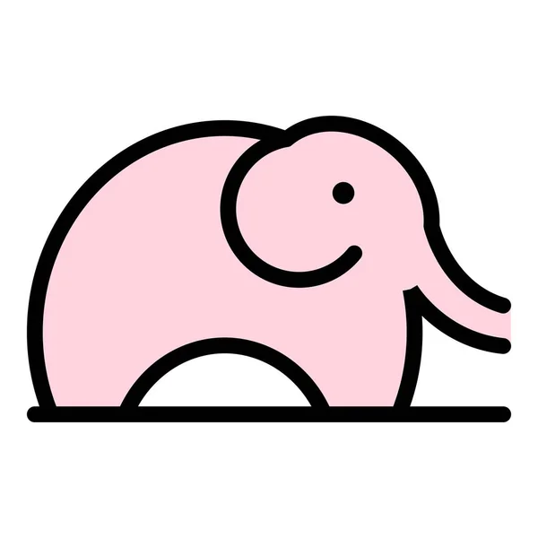 Wilder Elefant Symbol Farbe Umrissvektor — Stockvektor