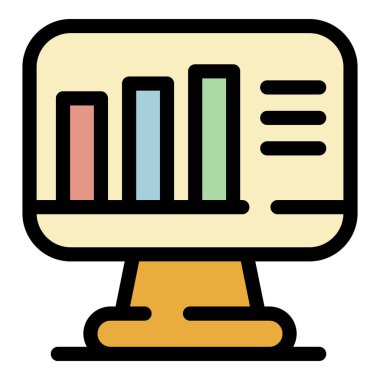 Grafik şeması simgesi renk ana hatları vektörünü izle