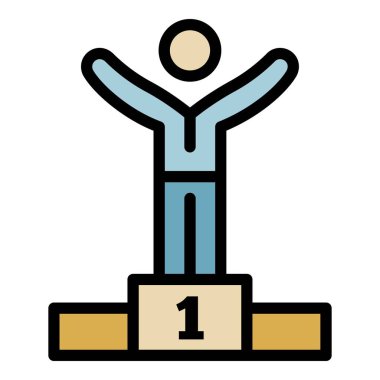 Kazanan podyum simgesi renk ana hatları vektörü