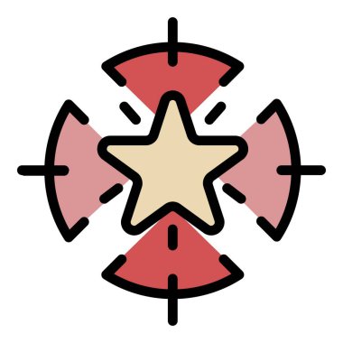 Yıldız hedef simgesi renk ana hatları vektörü