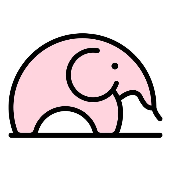 Logo éléphant icône couleur contour vecteur — Image vectorielle