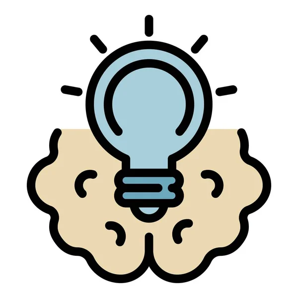 Brainstorming idea lampadina icona colore contorno vettore — Vettoriale Stock