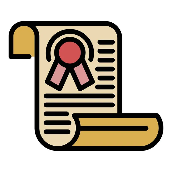 Emblème diplôme icône papier couleur contour vecteur — Image vectorielle