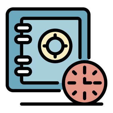 Krediyle ilgili güvenli simge rengi ana hatları vektörü