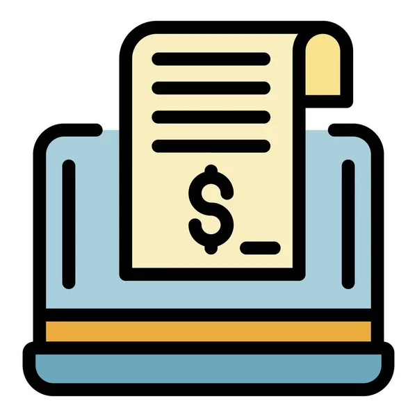 Laptop lån pengar ikon färg kontur vektor — Stock vektor