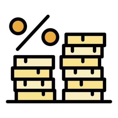 Borç para yığını renk ana hatları vektörü