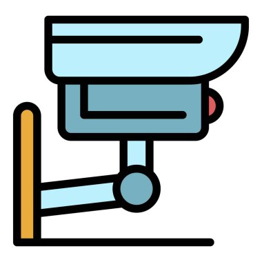 Güvenlik kamerası simgesi renk ana hatları vektörü