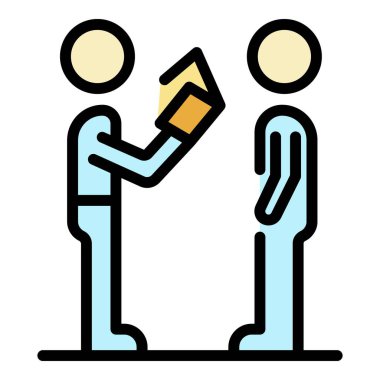 Pasaport denetim simgesi renk ana hatları vektörü